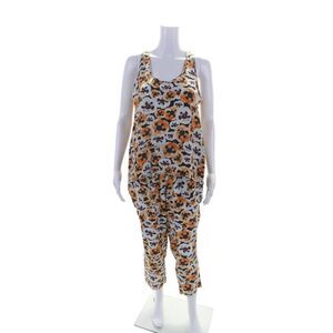 Nieves Lavi Womens Silk Floral Print Tank Top + Pants Set Orange Size M L
